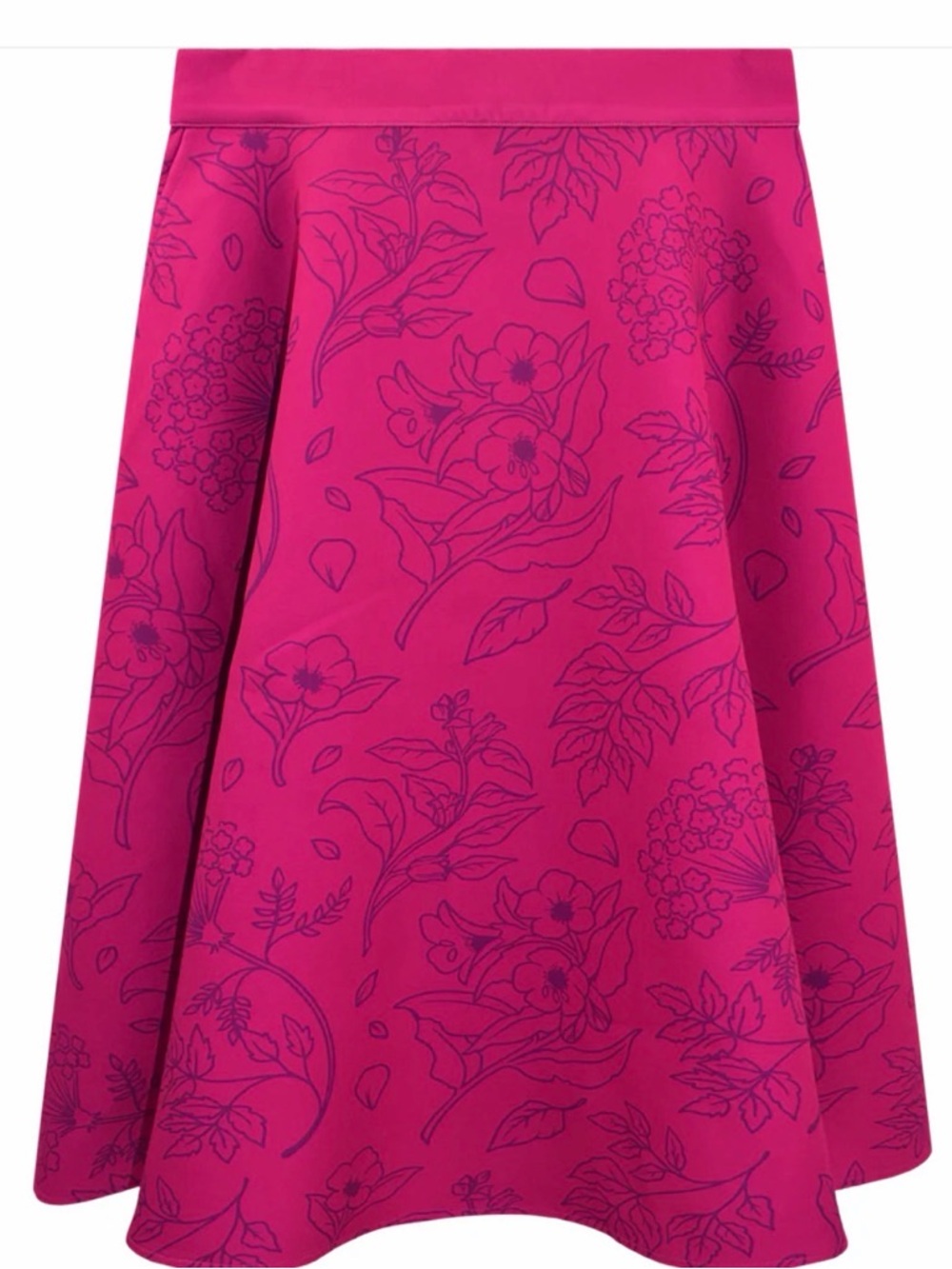 A-Line Floral midi Skirt in Vibrant Fuchsia